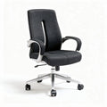 Ergonomic office chair in black fabric with adjustable height and swivel base