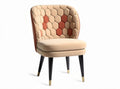 Honeycomb patterned accent chair with beige upholstery and black legs 50 x 60 x 80cm