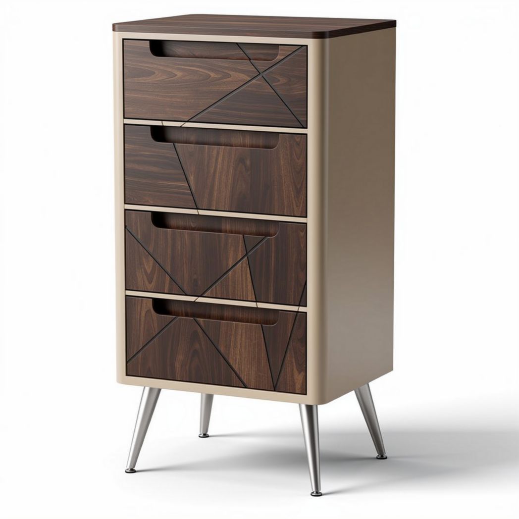 Wooden accent chest of drawers with four storage compartments 40 x 30 x 80cm
