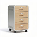 Rolling filing cabinet with four drawers in wood finish and metal frame 45 x 35 x 60cm