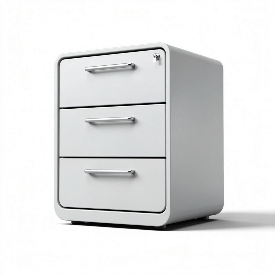 Metal file cabinet with three drawers and lock 40 x 40 x 60cm white