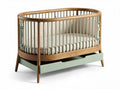Wooden crib with removable mattress in green and natural finish 120 x 60 x 80cm