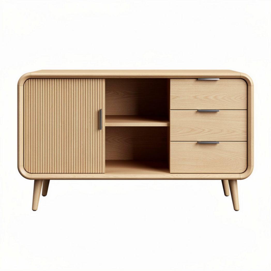 Wooden storage cabinet with three drawers and one door 120 x 45 x 70cm