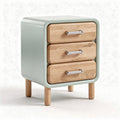 Wood and metal nightstand with three drawers in mint green finish 40 x 40 x 60cm