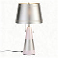 Modern table lamp with metal shade and geometric base in pink and silver 20 x 20 x 35cm
